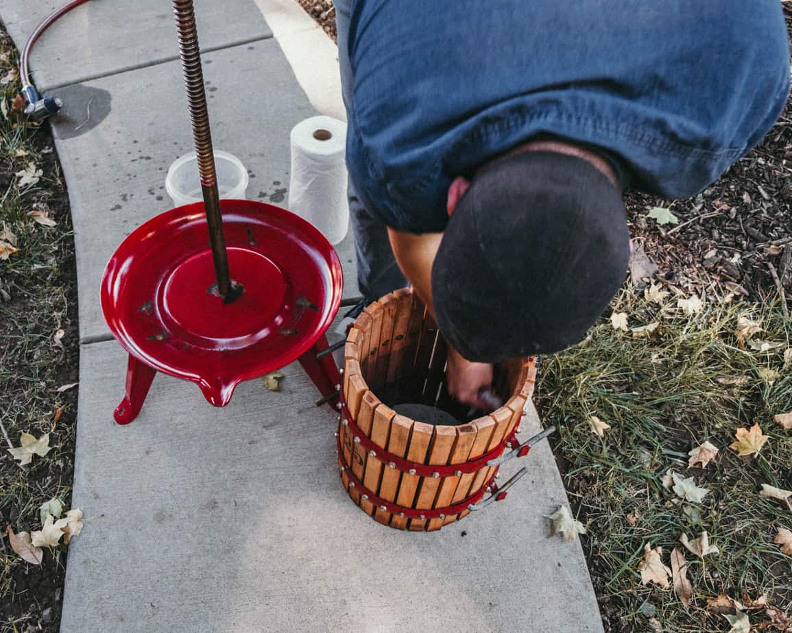 cleaning an apple cider press