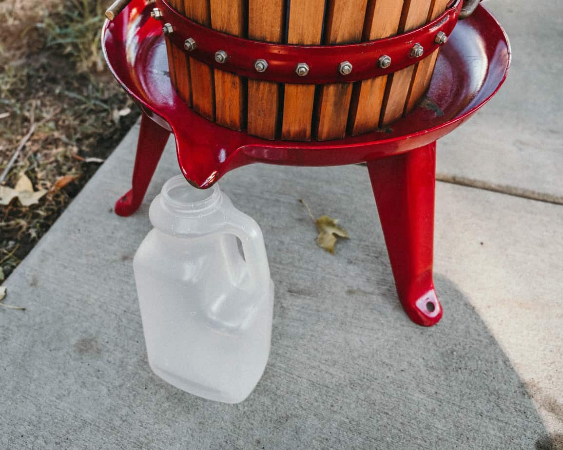 set up for an apple cider press