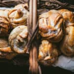 flatlay of a basket of rolls