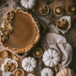 flatlay of pumpkin pies