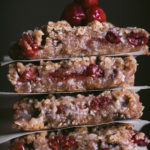 close-up of cherry oat bars