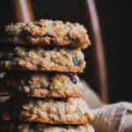 close-up of oatmeal raisin cookies